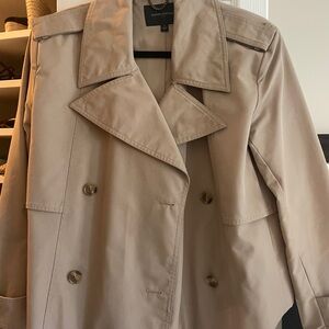 Women's Beige Cropped Double-Breasted Trench Coat